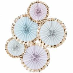 Ginger Ray Pastel Pin Stripe Fan Decoration Set (5) Ballet