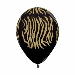 SA Balloons Into The Wild Gold Zebra Print On Black Balloons