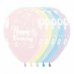 SA Balloons Assorted Pastel Happy Birthday Sweet Balloons (5) Candy Land / Ice Cream