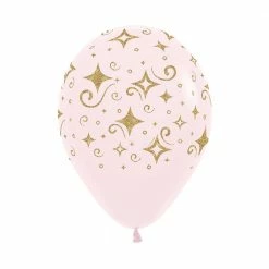 SA Balloons Ballet Gold Diamond Glitter On Matte Pastel Pink