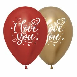 Laceys I Love You Red And Gold Chrome Latex Balloons
