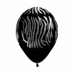 SA Balloons Black And Silver Zebra Print Latex Balloons (5) Into The Wild