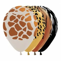 SA Balloons Metallic & Fashion Solid Animal Print Balloons (4) Safari