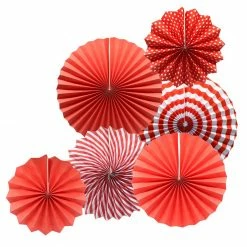 Party Express Red Fan Decorations (6pcs)