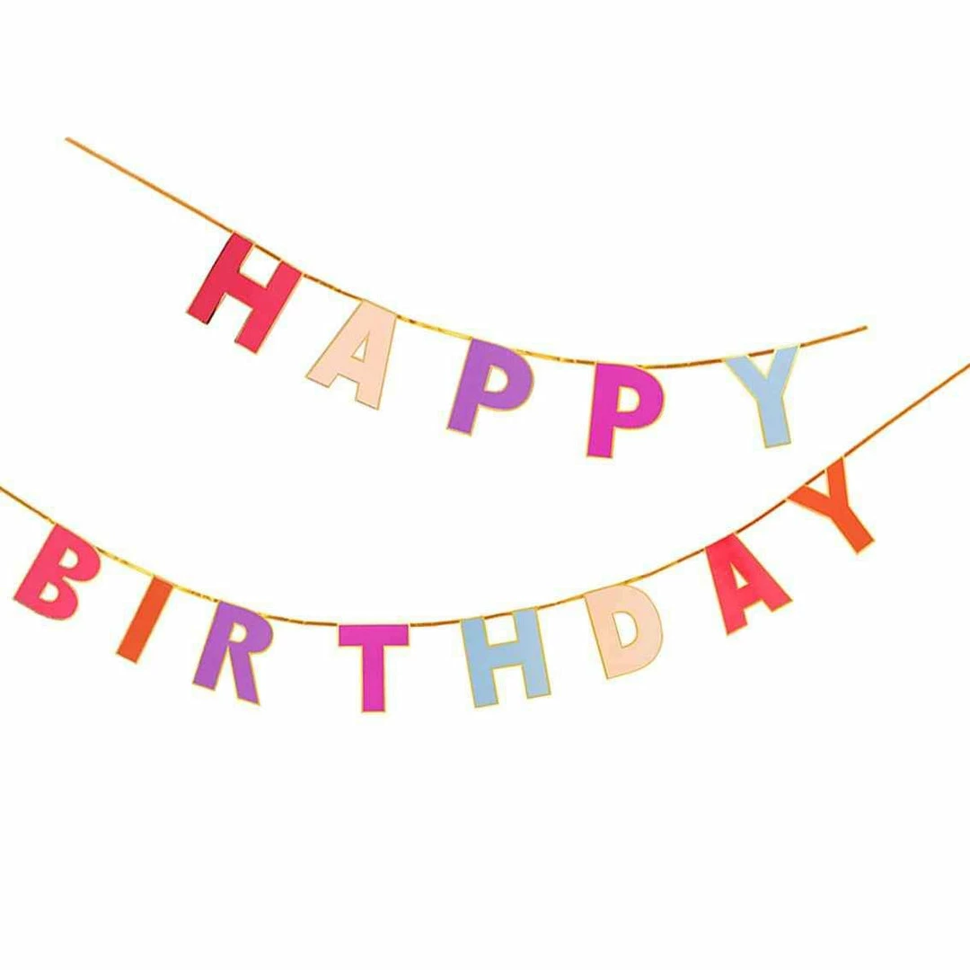 Talking Tables Rose Pink Coloured Happy Birthday Garland 1 Talking Tables Rose Pink Coloured Happy Birthday Garland