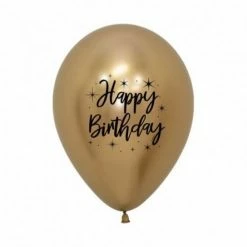 SA Balloons Gold Chrome Happy Birthday Balloons (3) Balloonery
