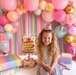 Ginger Ray DIY Backdrop Approx 3m - Balloons (75 Assorted) And Streamers (Total Length 300m) Retro Roller Skate Fun