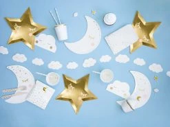 Party Deco Sun & Clouds Mini Sleepy Eyes Gold Foil Cloud Garland-2m (12Pc)