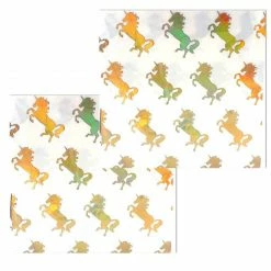 Party Express Holographic Gold Foil Unicorn Napkins (12) Tabletop