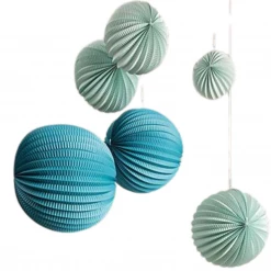 Rico Design Flying High Pleated Paper Globes - Aqua (3 Pack)