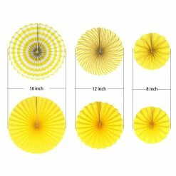 Party Express Construction Yellow Fan Decorations (6pcs)