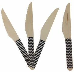 Must Love Party Wooden Cutlery - Black Chevron Knife