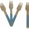 Must Love Party Wooden Cutlery - Blue Chevron Forks