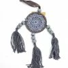 Must Love Party Boho Mini Grey Crocheted Dream Catcher With Tassels & Clay Beads - 6cm