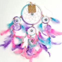 Sarongi Tie Dye Dream Catcher With Wood Beads