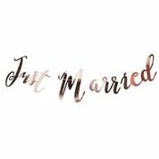 Ginger Ray Rose Gold Foil Just Married Bunting Decorate