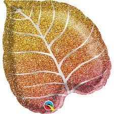 Laceys Fall Glittergraphic Ombre Leaf Foil Balloon Autumn