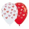 Laceys Balloonery All Over Hearts On White And Red Latex Balloons