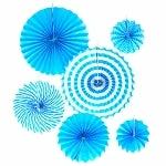 Party Express Blue Fan Decorations (6pcs)