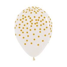 SA Balloons All Over Gold Dots On Crystal Clear Balloons