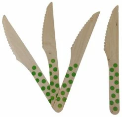 ROFOR Wooden Cutlery - Lime Green Dotted Knives