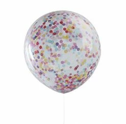 Ginger Ray Giant Multi-Colour Confetti Filled Clear Party Balloons (3 Pack)