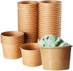ROFOR Kraft Ice Cream Cups With Spoons Tabletop