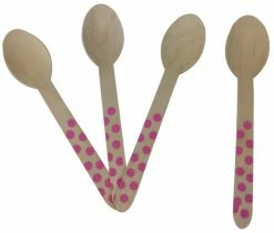ROFOR Wooden Cutlery - Baby Pink Dotted Spoons