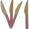 ROFOR Wooden Cutlery - Baby Pink Striped Knives