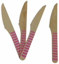 ROFOR Wooden Cutlery - Baby Pink Striped Knives
