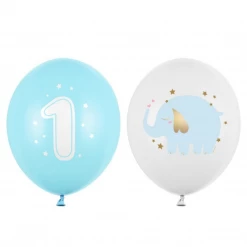 Party Deco Balloonery Elephant 1 Year Balloons Blue