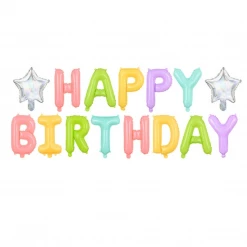 Party Deco Pastel Happy Birthday Foil Balloon Flower Blossom