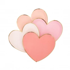 Meri Meri Pink Tone Small Heart Plates (set Of 8)
