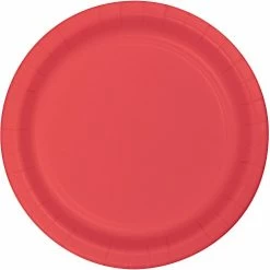 Party Express Plain Classic Red Paper Plates Tabletop