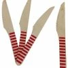 Must Love Party Wooden Cutlery - Red Striped Knives