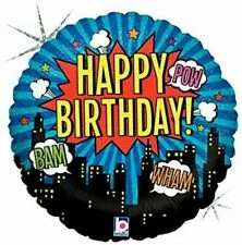Party Express Superheros Round Happy Birthday Superhero Foil Balloon