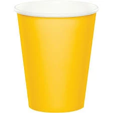 Party Express Tabletop Plain School Bus Yellow Paper Cups (8)
